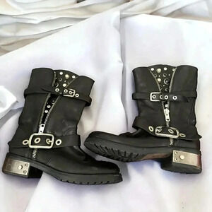 Baldan Italian leather boots with jewels, studs and genuine leather 39